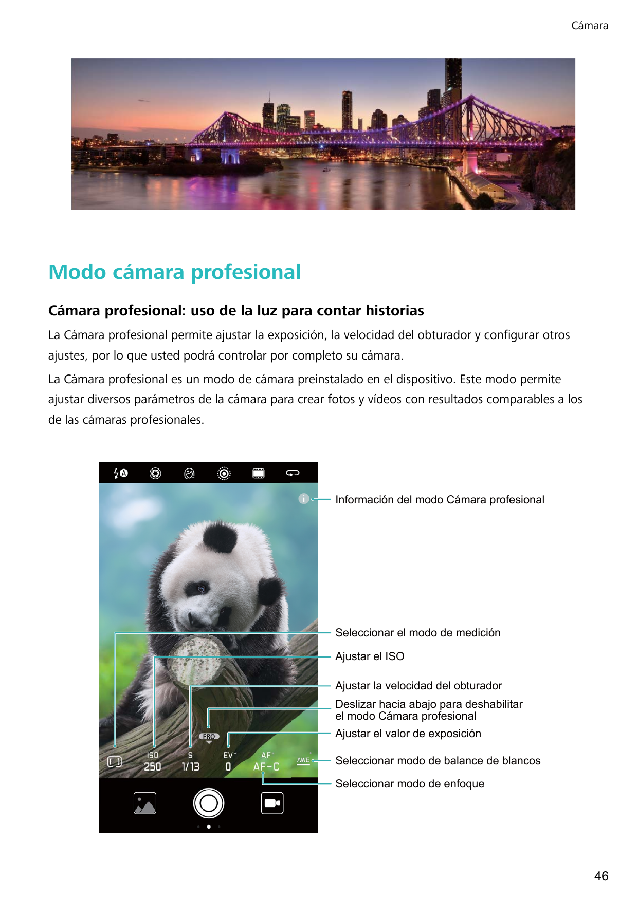 CámaraModo cámara profesionalCámara profesional: uso de la luz para contar historiasLa Cámara profesional permite ajustar la exp