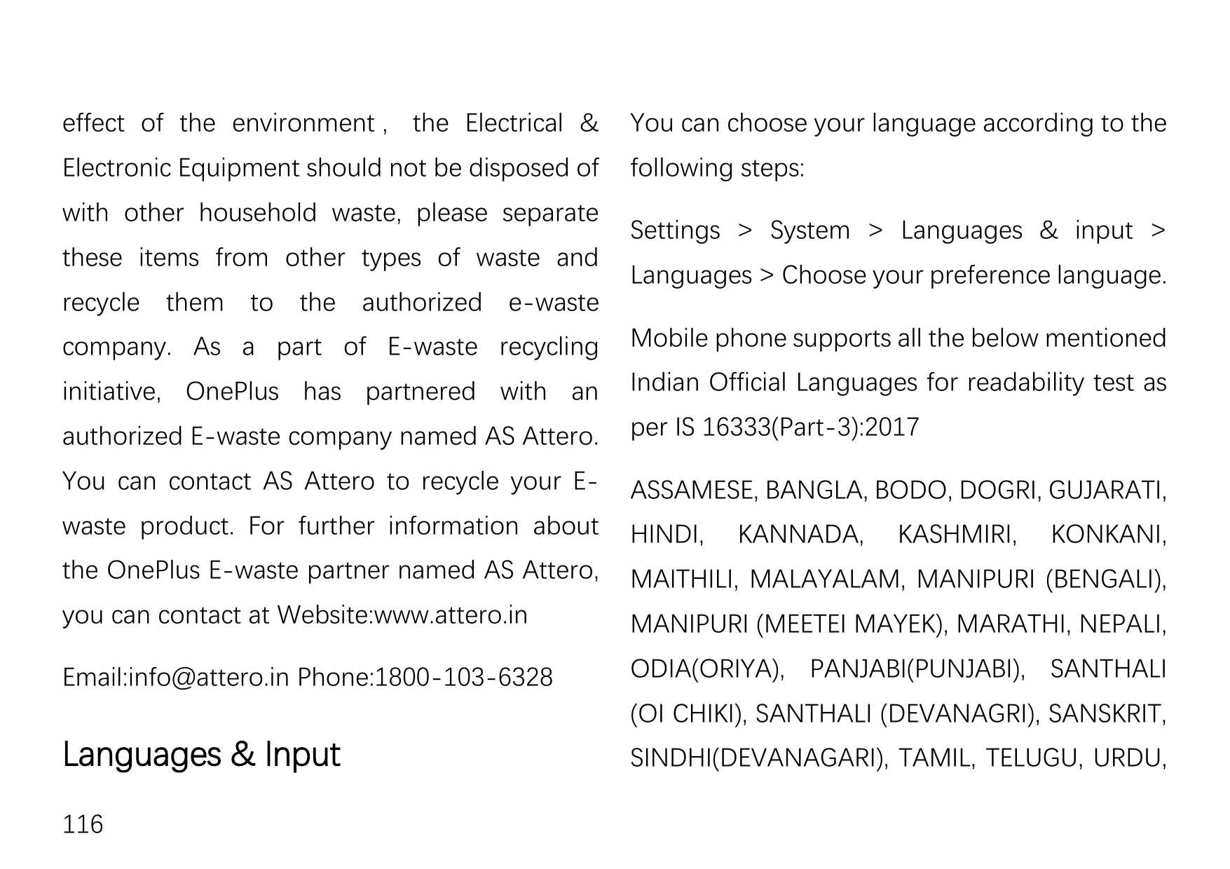effect of the environment ， the Electrical &You can choose your language according to theElectronic Equipment should not be disp