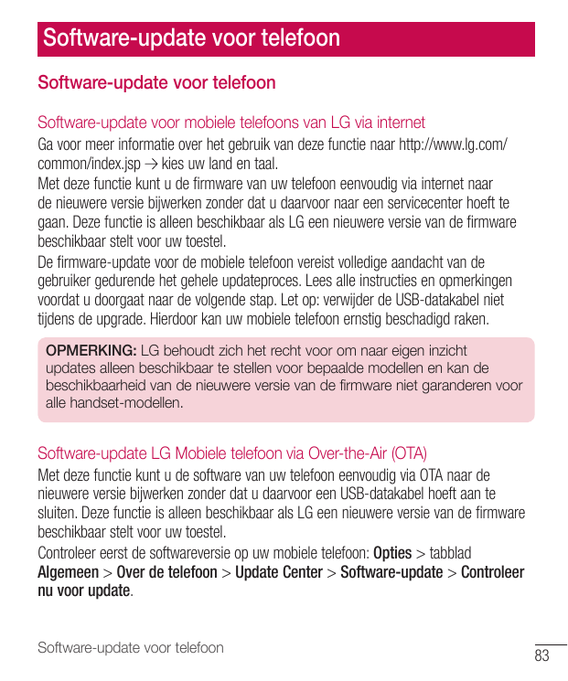 Software-update voor telefoonSoftware-update voor telefoonSoftware-update voor mobiele telefoons van LG via internetGa voor meer