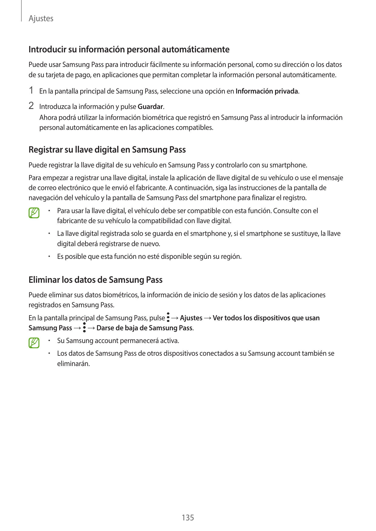 AjustesIntroducir su información personal automáticamentePuede usar Samsung Pass para introducir fácilmente su información perso