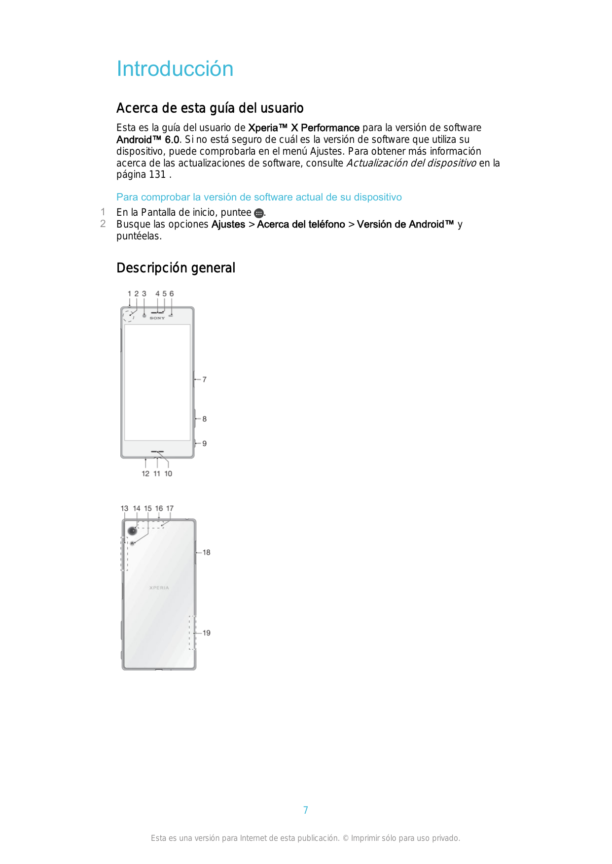 IntroducciónAcerca de esta guía del usuarioEsta es la guía del usuario de Xperia™ X Performance para la versión de softwareAndro