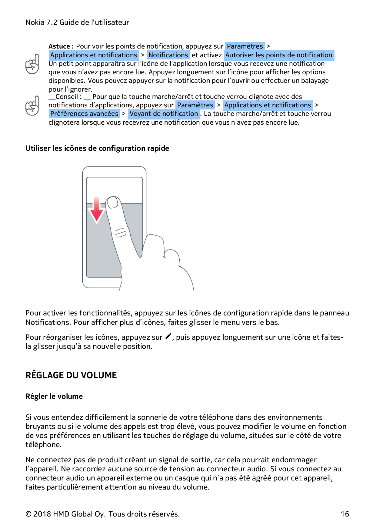 Nokia 7.2 Guide de l'utilisateurAstuce : Pour voir les points de notification, appuyez sur Paramètres >Applications et notificat