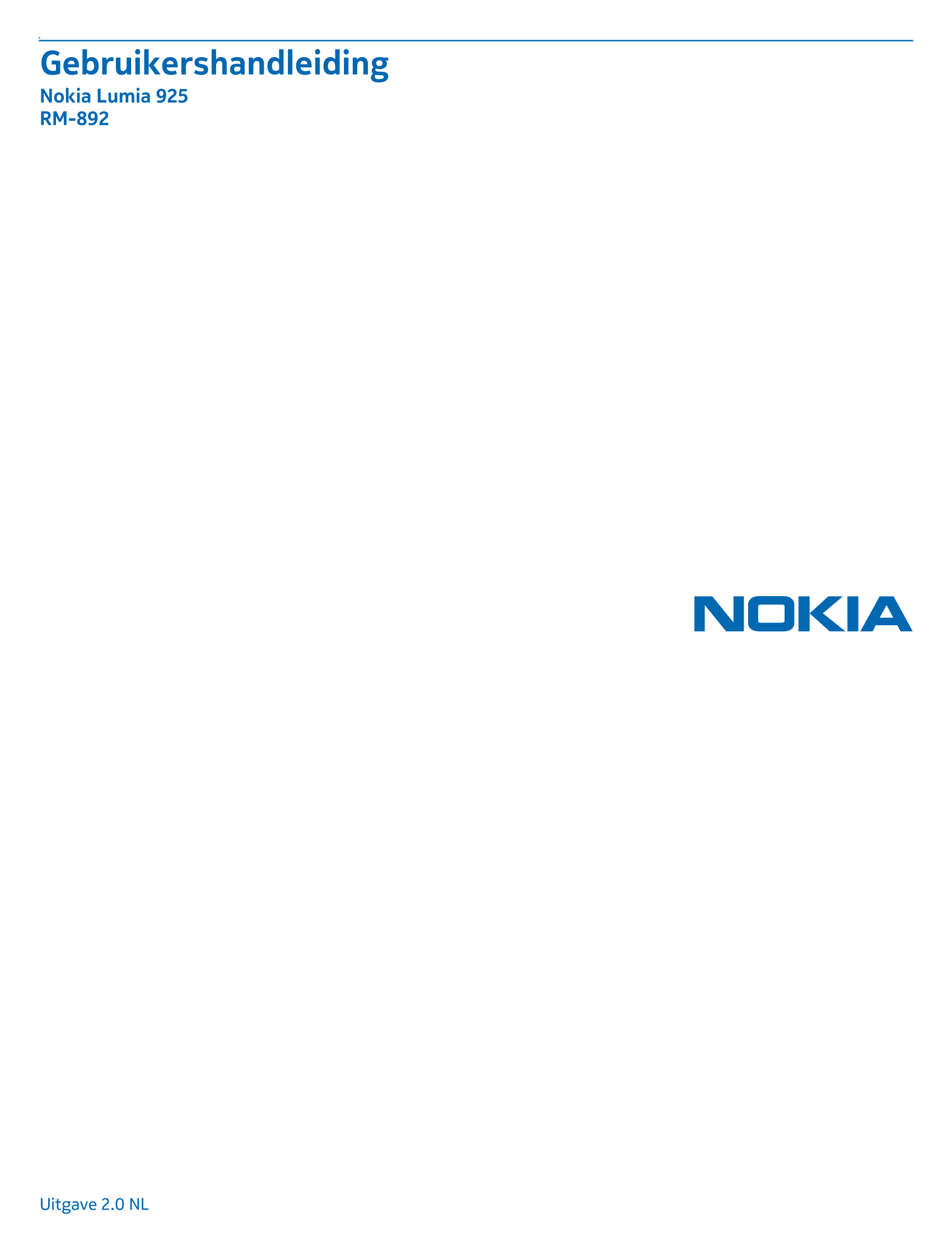 Gebruikershandleiding
Nokia Lumia 925
RM-892
Uitgave 2.0 NL 