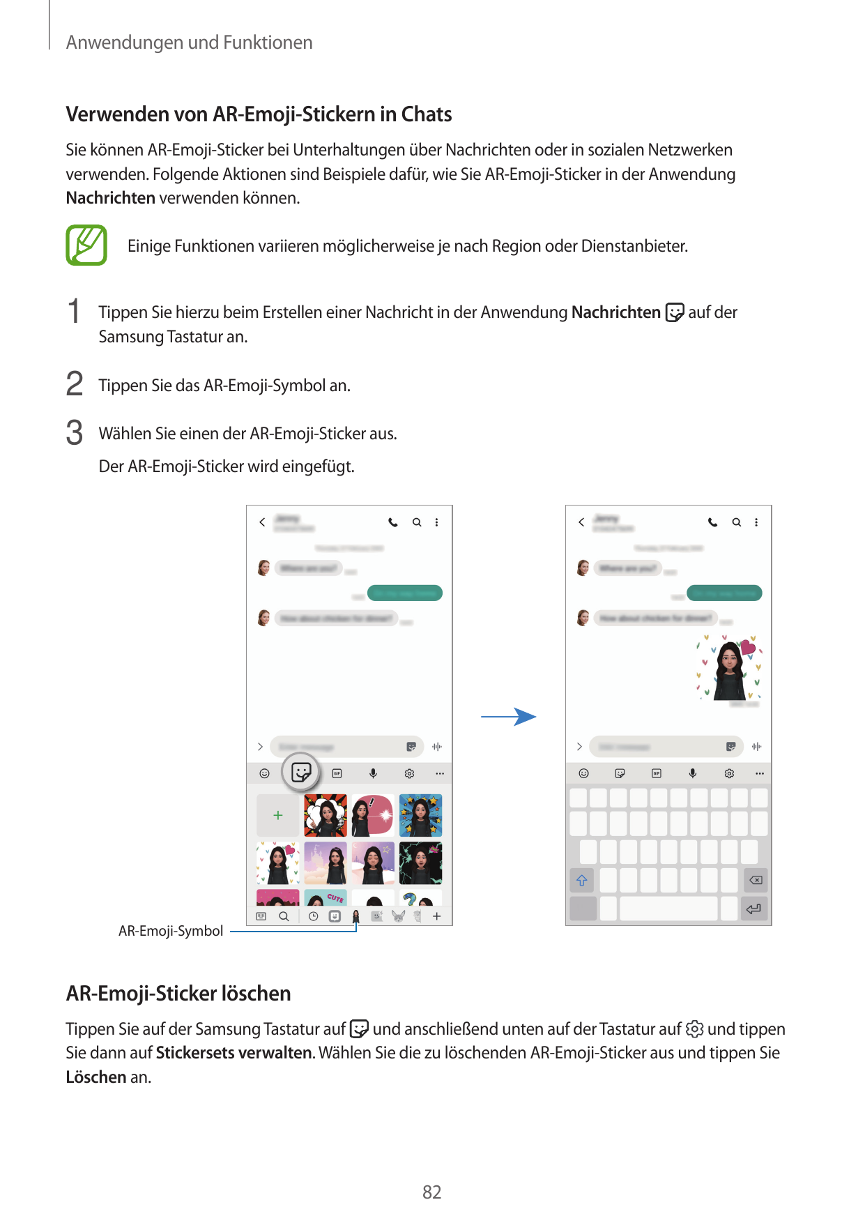 Anwendungen und FunktionenVerwenden von AR-Emoji-Stickern in ChatsSie können AR-Emoji-Sticker bei Unterhaltungen über Nachrichte