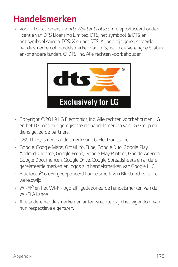 Handelsmerken• Voor DTS octrooien, zie http://patents.dts.com. Geproduceerd onderlicentie van DTS Licensing Limited. DTS, het sy