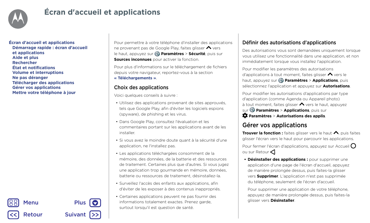 Écran d'accueil et applicationsÉcran d'accueil et applicationsDémarrage rapide : écran d'accueilet applicationsAide et plusReche