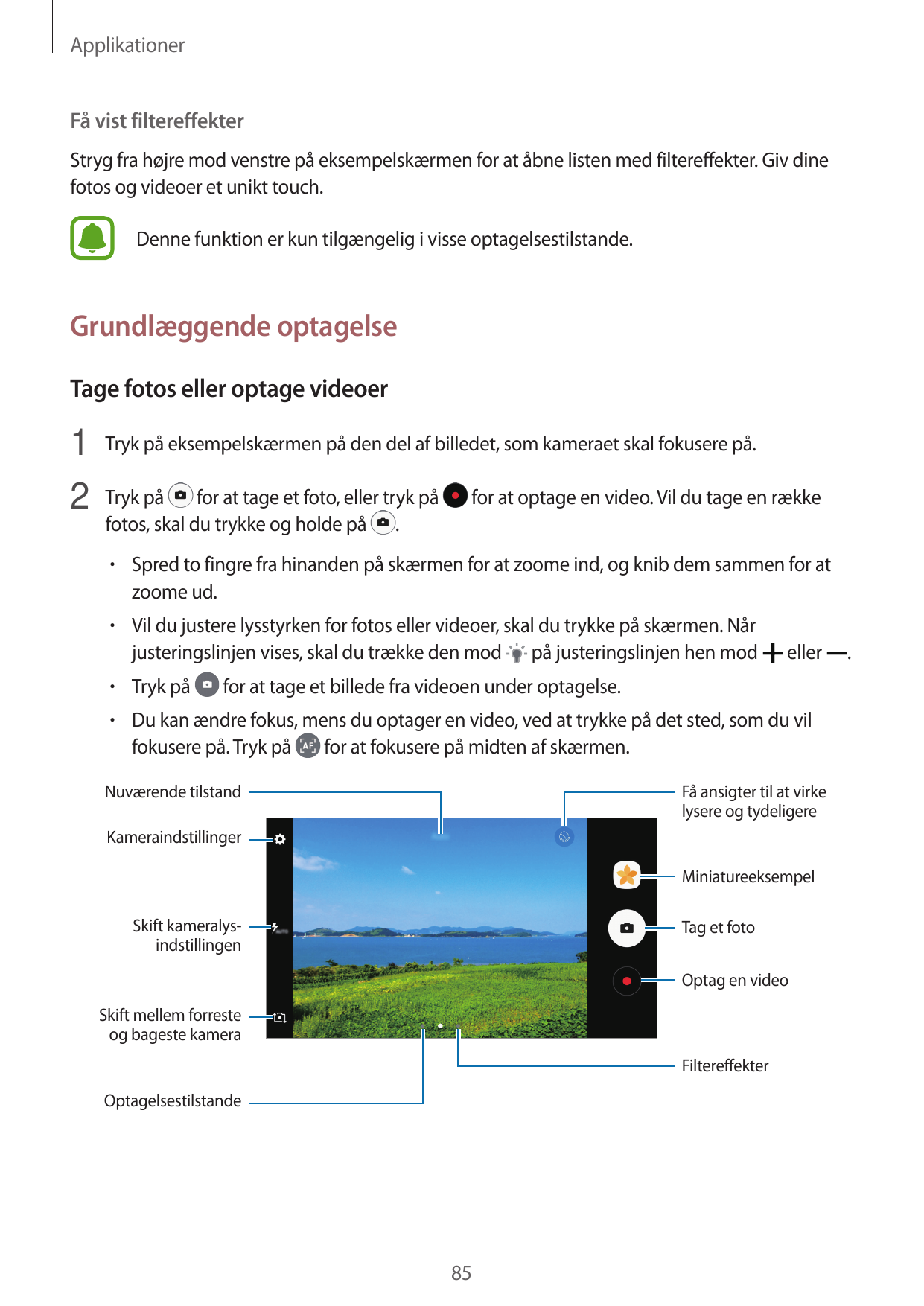 ApplikationerFå vist filtereffekterStryg fra højre mod venstre på eksempelskærmen for at åbne listen med filtereffekter. Giv din
