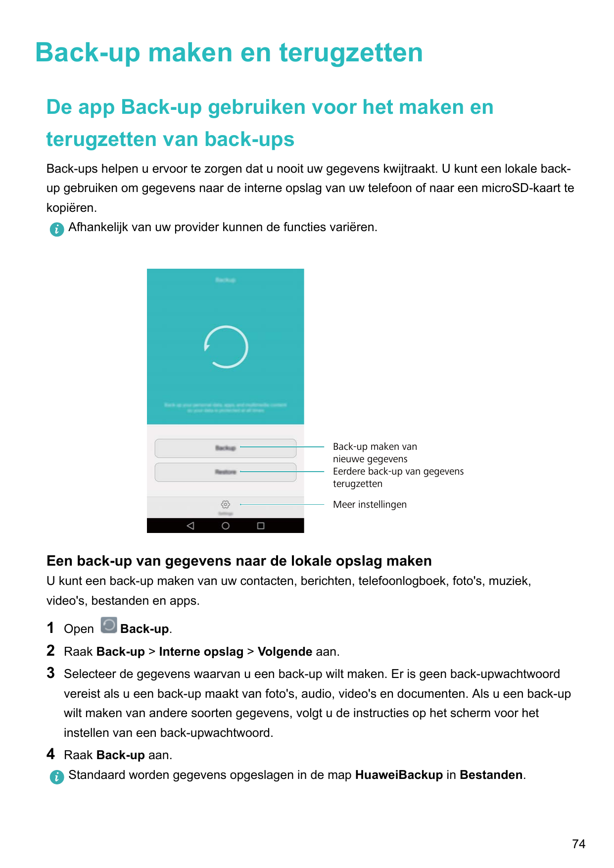 Back-up maken en terugzettenDe app Back-up gebruiken voor het maken enterugzetten van back-upsBack-ups helpen u ervoor te zorgen