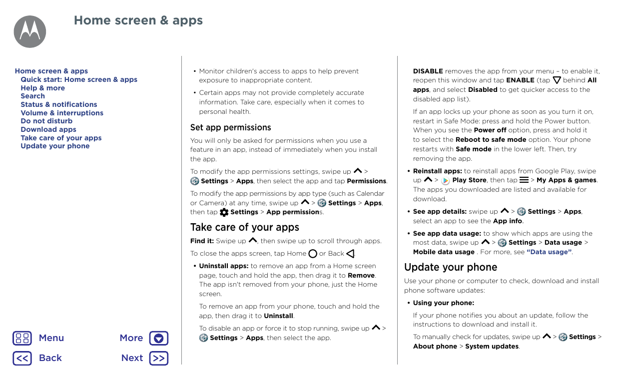 Home screen & appsHome screen & appsQuick start: Home screen & appsHelp & moreSearchStatus & notificationsVolume & interruptions