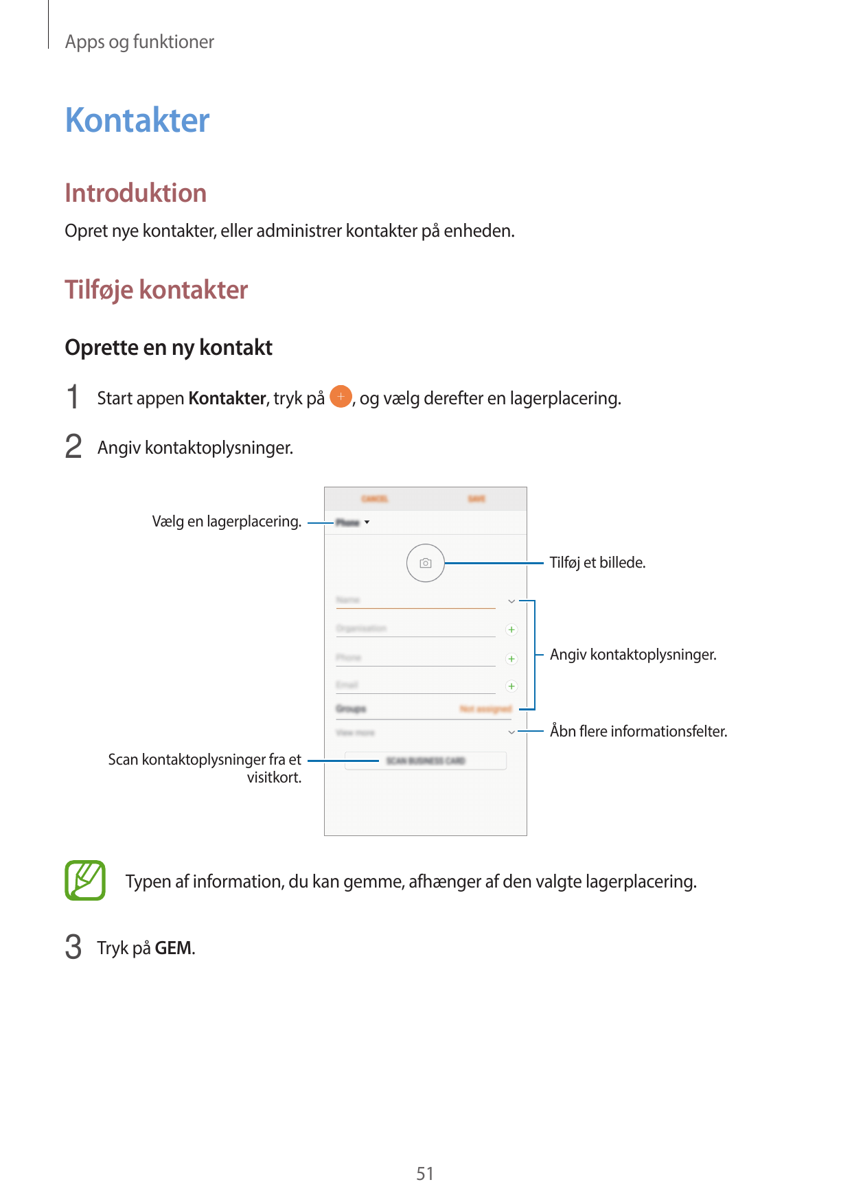 Apps og funktionerKontakterIntroduktionOpret nye kontakter, eller administrer kontakter på enheden.Tilføje kontakterOprette en n