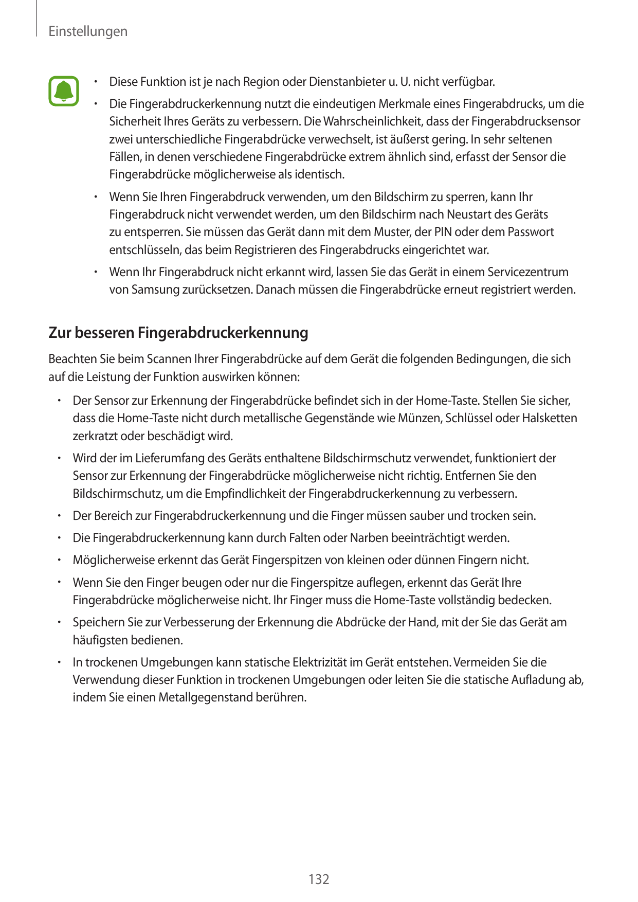 Einstellungen• Diese Funktion ist je nach Region oder Dienstanbieter u. U. nicht verfügbar.• Die Fingerabdruckerkennung nutzt di