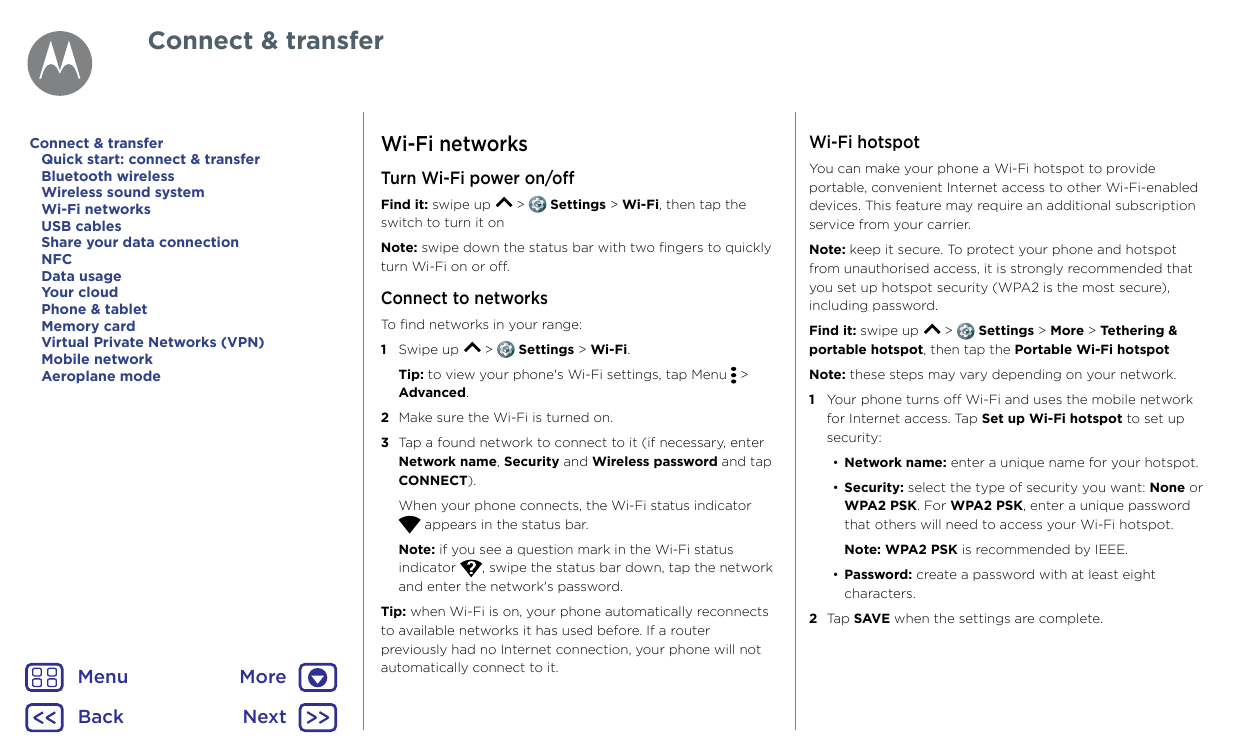Connect & transferConnect & transferQuick start: connect & transferBluetooth wirelessWireless sound systemWi-Fi networksUSB cabl