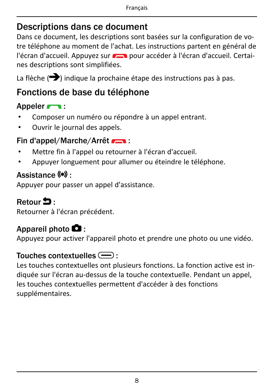 FrançaisDescriptions dans ce documentDans ce document, les descriptions sont basées sur la configuration de votre téléphone au m