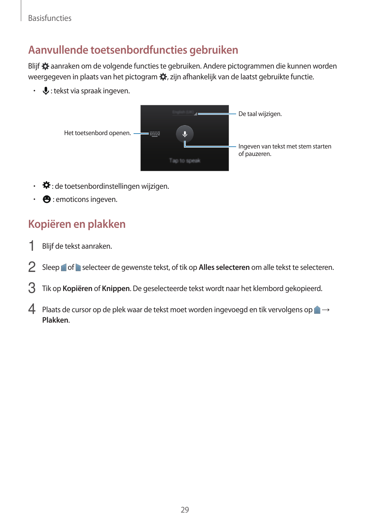 BasisfunctiesAanvullende toetsenbordfuncties gebruikenBlijf aanraken om de volgende functies te gebruiken. Andere pictogrammen d