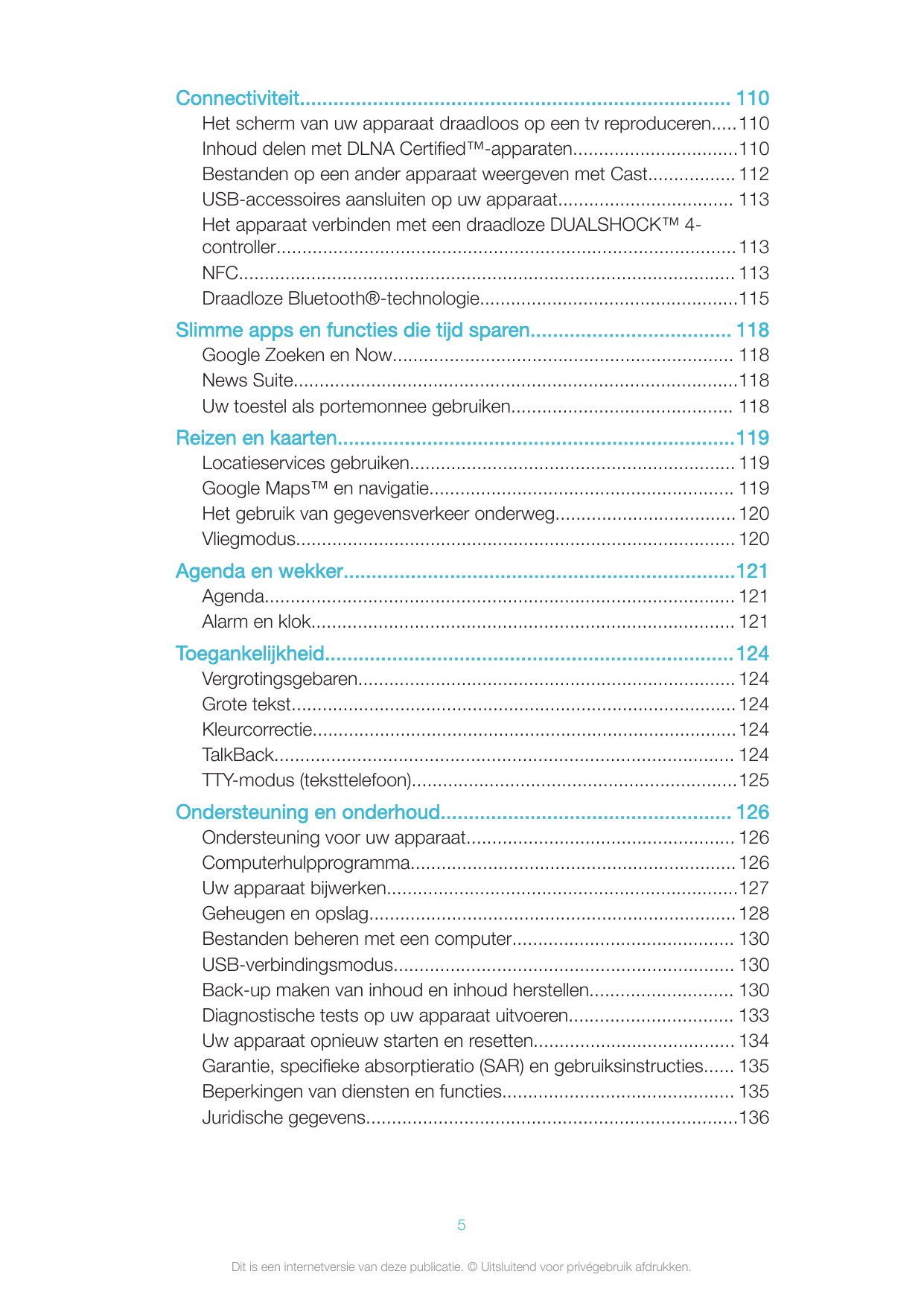 Connectiviteit............................................................................. 110Het scherm van uw apparaat draadl