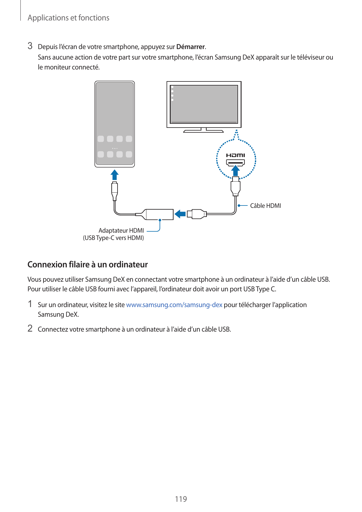 Applications et fonctions3 Depuis l’écran de votre smartphone, appuyez sur Démarrer.Sans aucune action de votre part sur votre s