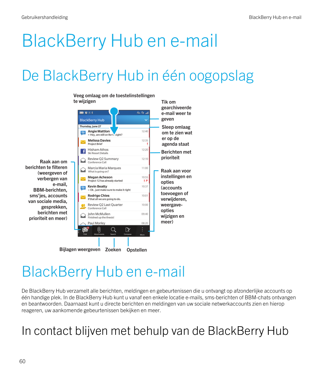 GebruikershandleidingBlackBerry Hub en e-mailBlackBerry Hub en e-mailDe BlackBerry Hub in één oogopslagBlackBerry Hub en e-mailD