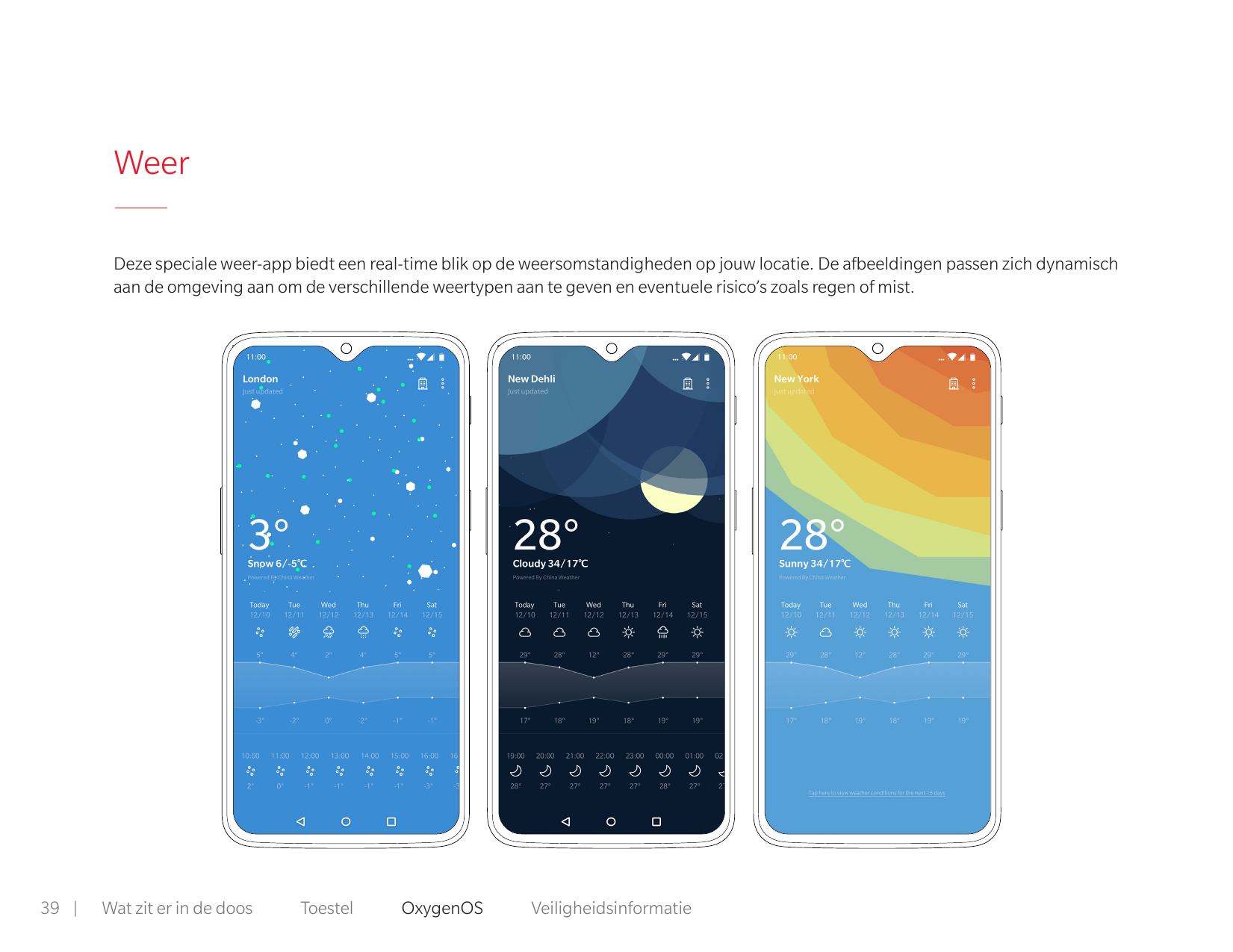 WeerDeze speciale weer-app biedt een real-time blik op de weersomstandigheden op jouw locatie. De afbeeldingen passen zich dynam