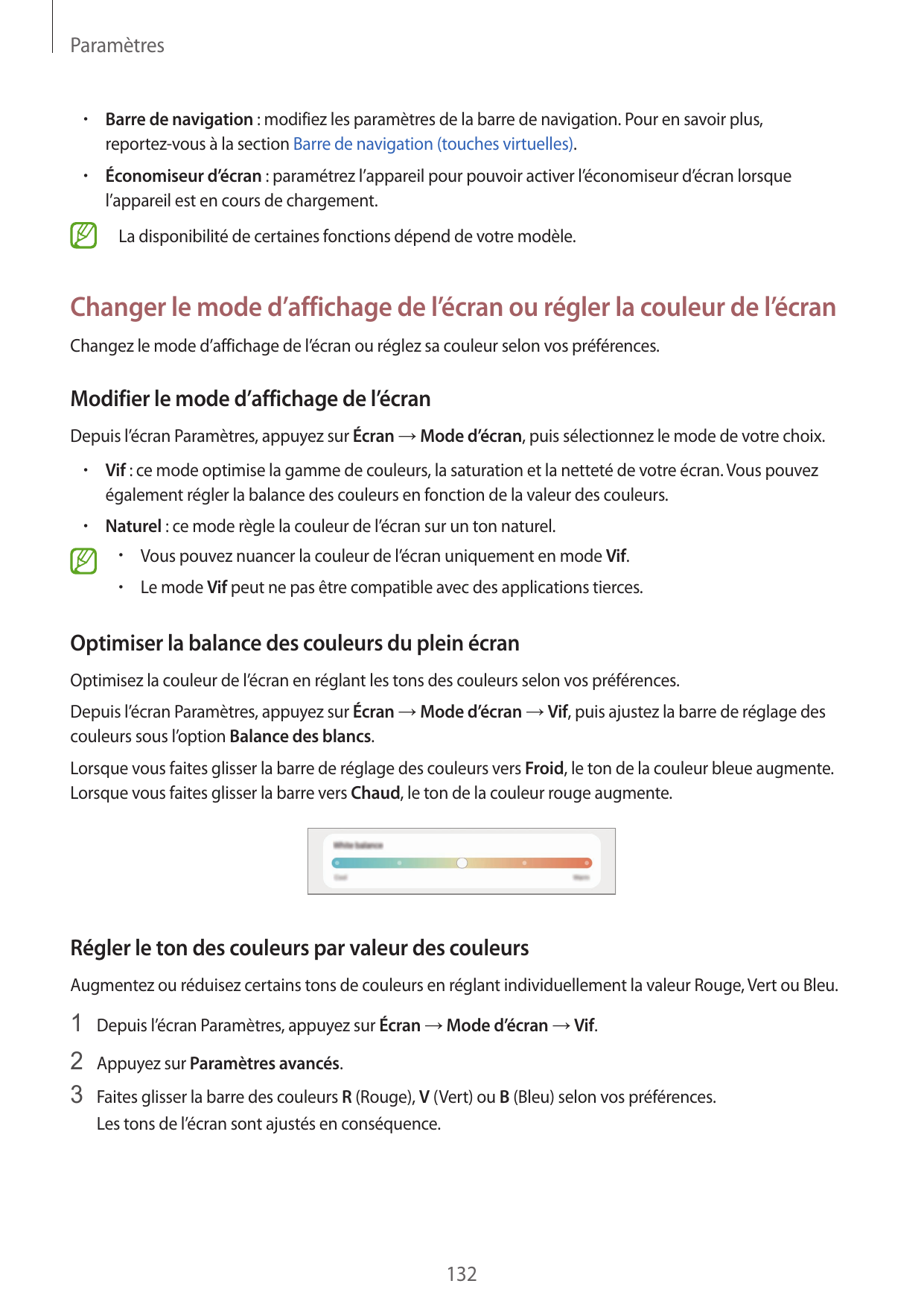 Paramètres•  Barre de navigation : modifiez les paramètres de la barre de navigation. Pour en savoir plus,reportez-vous à la sec