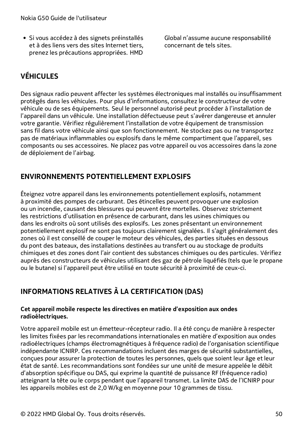 Nokia G50 Guide de l'utilisateur• Si vous accédez à des signets préinstalléset à des liens vers des sites Internet tiers,prenez 