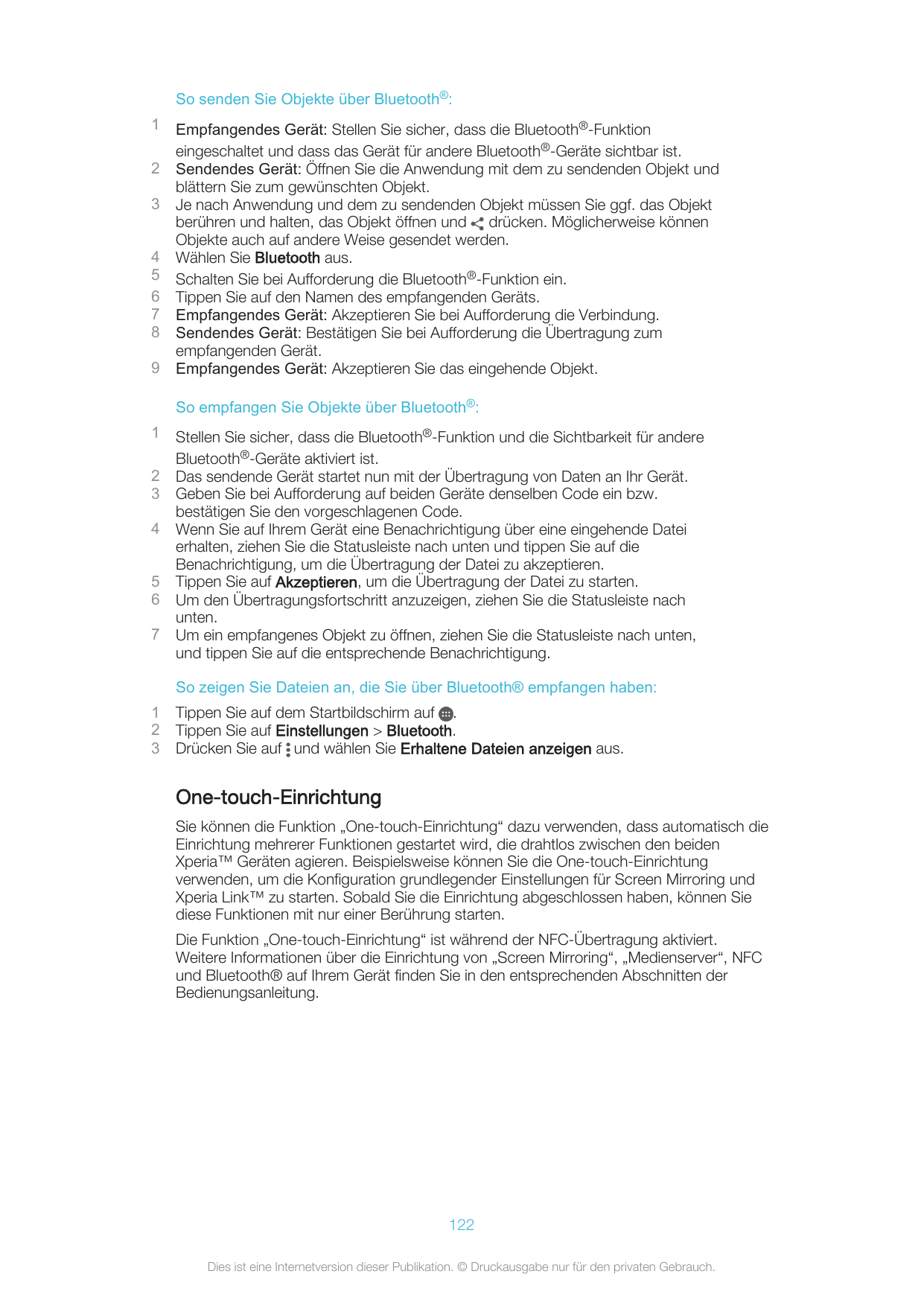 So senden Sie Objekte über Bluetooth®:123456789Empfangendes Gerät: Stellen Sie sicher, dass die Bluetooth®-Funktioneingeschaltet