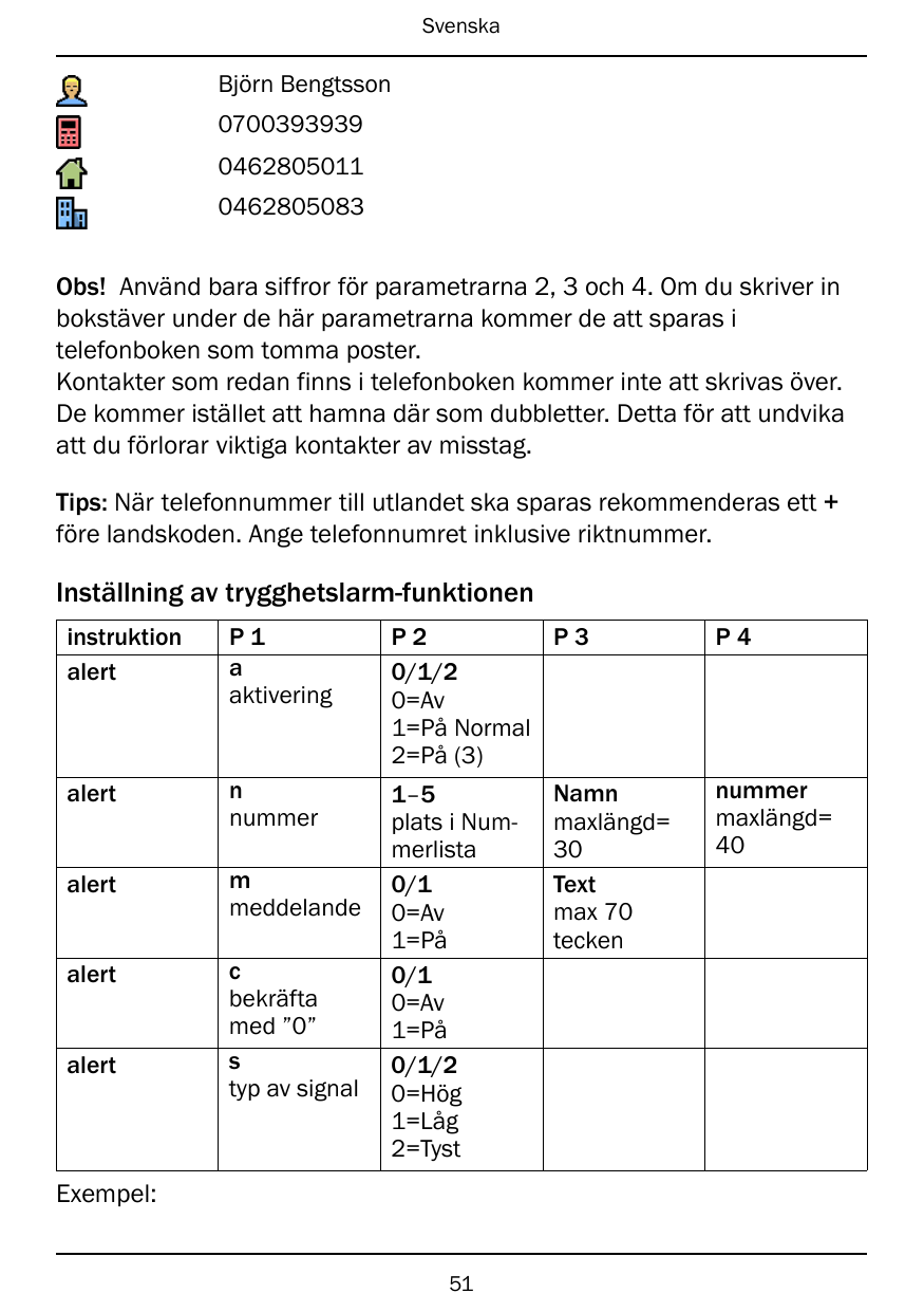 SvenskaBjörn Bengtsson070039393904628050110462805083Obs! Använd bara siffror för parametrarna 2, 3 och 4. Om du skriver inbokstä