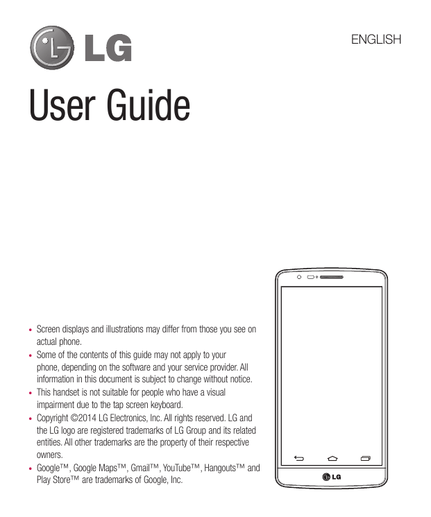 ENGLISHUser Guide•••••Screen displays and illustrations may differ from those you see onactual phone.Some of the contents of thi