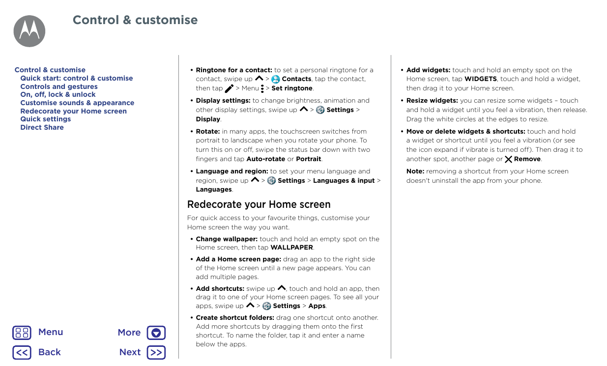 Control & customiseControl & customiseQuick start: control & customiseControls and gesturesOn, off, lock & unlockCustomise sound