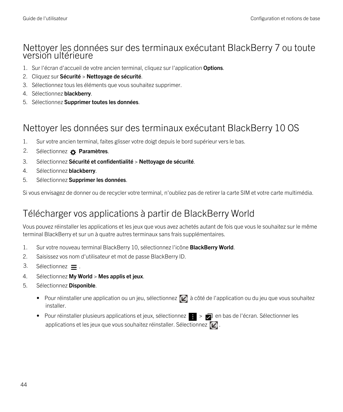 Guide de l'utilisateurConfiguration et notions de baseNettoyer les données sur des terminaux exécutant BlackBerry 7 ou toutevers