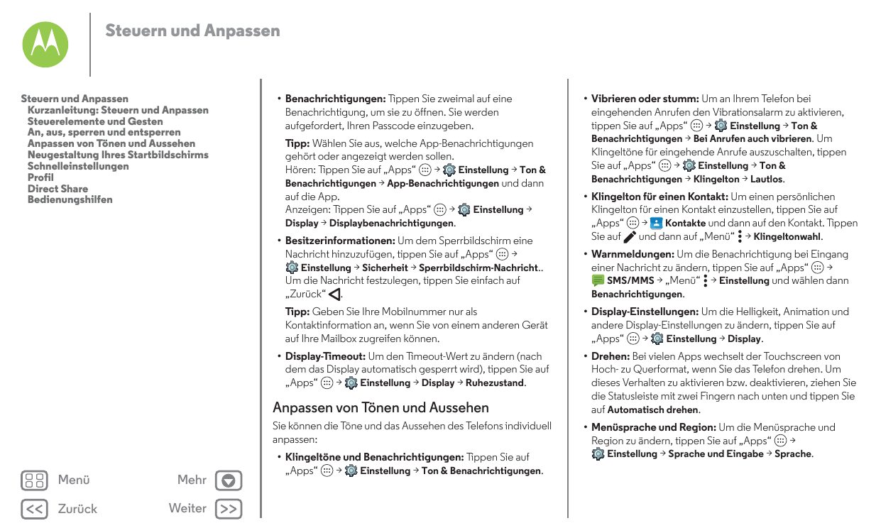 Steuern und AnpassenSteuern und AnpassenKurzanleitung: Steuern und AnpassenSteuerelemente und GestenAn, aus, sperren und entsper