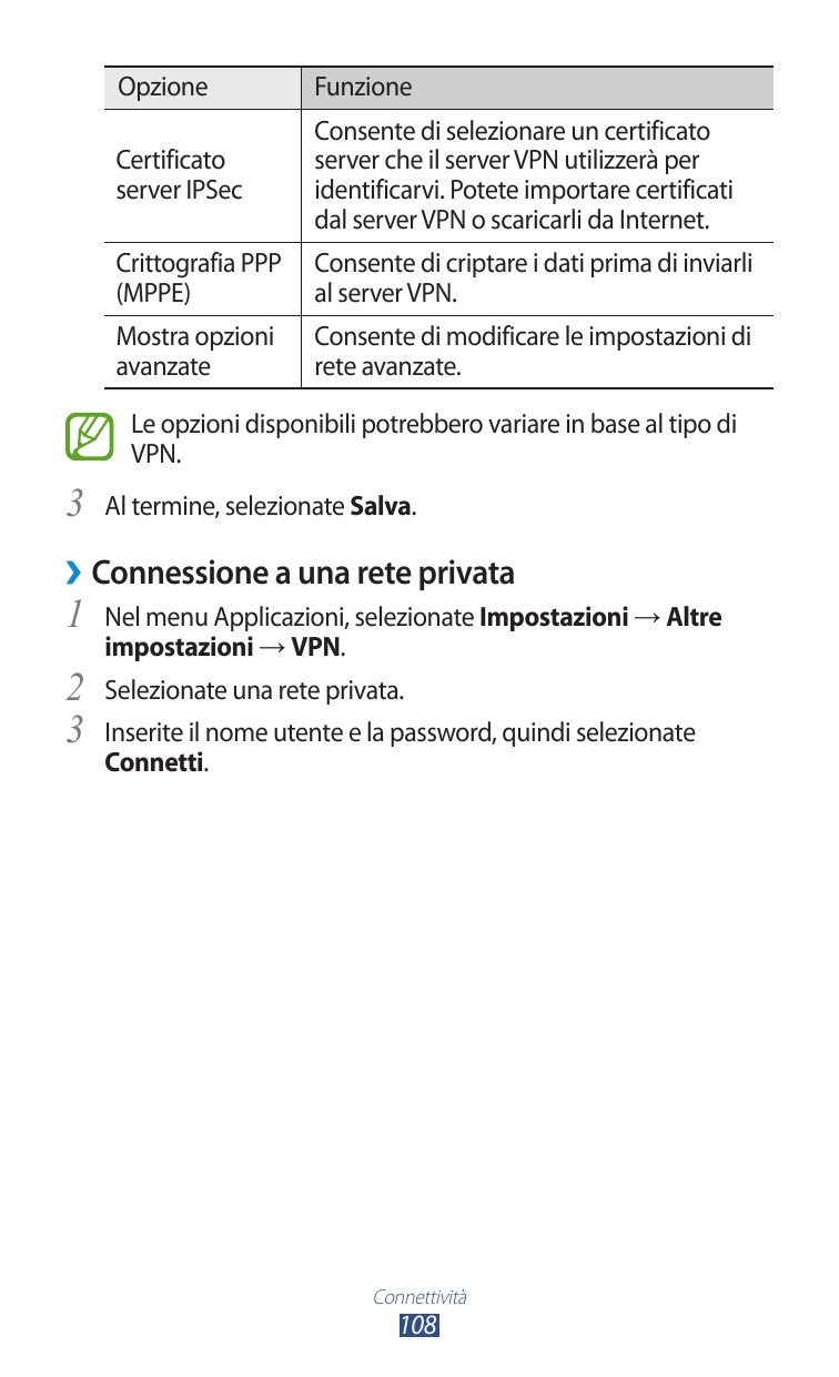 OpzioneFunzioneCertificatoserver IPSecConsente di selezionare un certificatoserver che il server VPN utilizzerà peridentificarvi