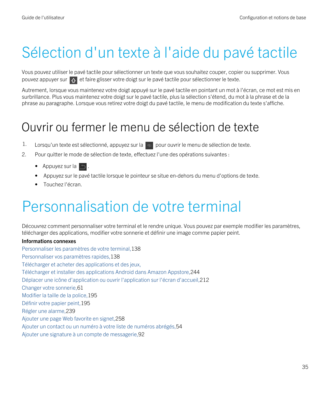 Guide de l'utilisateurConfiguration et notions de baseSélection d'un texte à l'aide du pavé tactileVous pouvez utiliser le pavé 