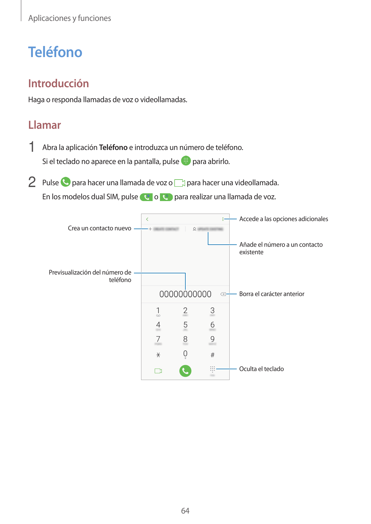 Aplicaciones y funcionesTeléfonoIntroducciónHaga o responda llamadas de voz o videollamadas.Llamar1 Abra la aplicación Teléfono 