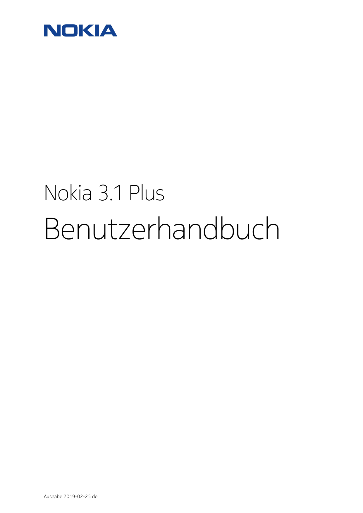Nokia 3.1 PlusBenutzerhandbuchAusgabe 2019-02-25 de