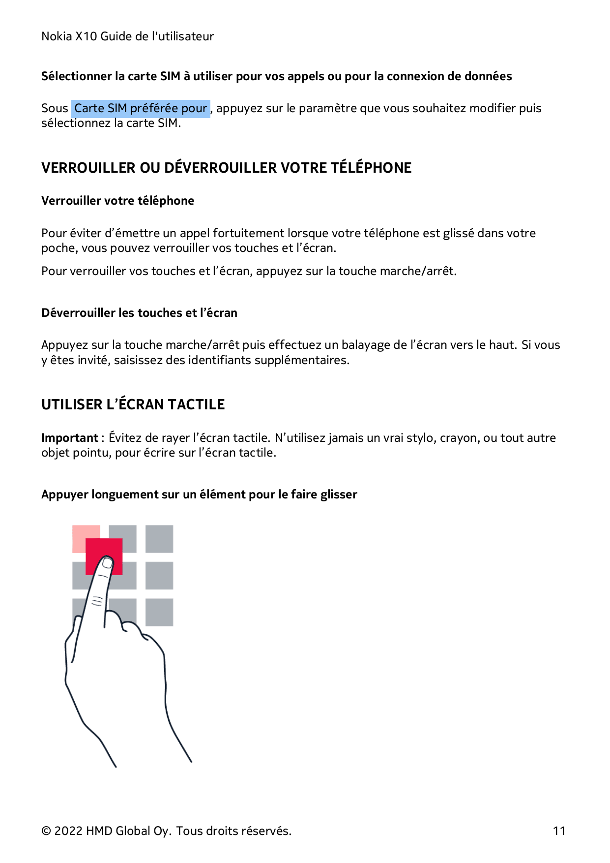 Nokia X10 Guide de l'utilisateurSélectionner la carte SIM à utiliser pour vos appels ou pour la connexion de donnéesSous Carte S