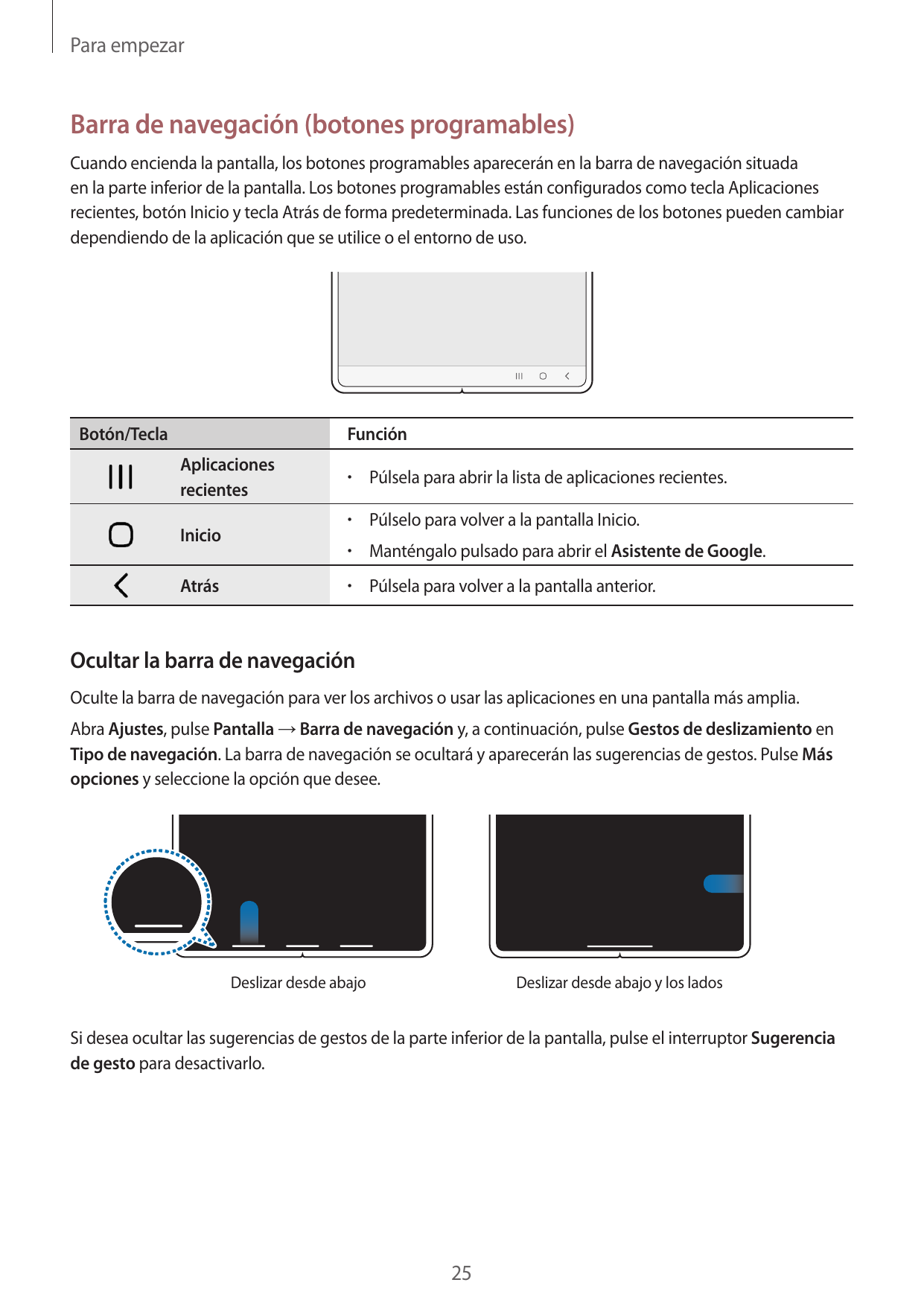 Para empezarBarra de navegación (botones programables)Cuando encienda la pantalla, los botones programables aparecerán en la bar