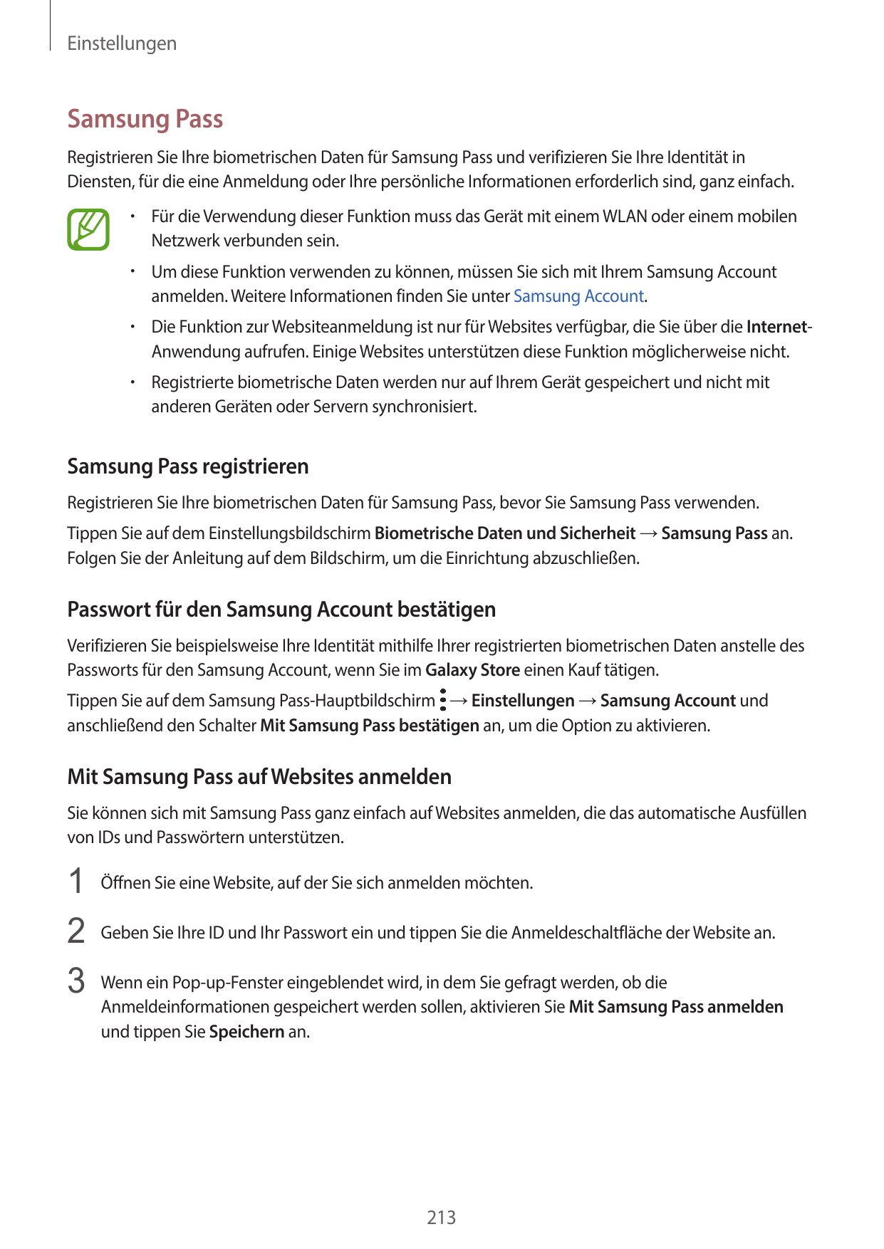 EinstellungenSamsung PassRegistrieren Sie Ihre biometrischen Daten für Samsung Pass und verifizieren Sie Ihre Identität inDienst