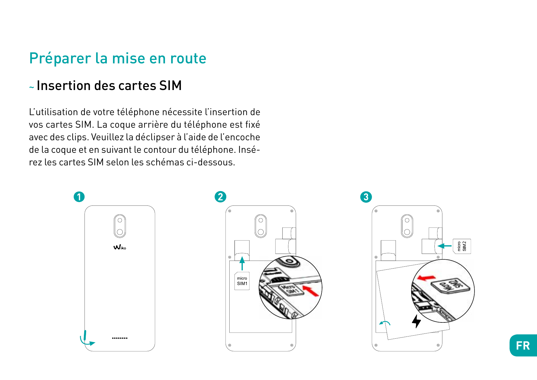 Préparer la mise en route~ Insertion des cartes SIM2L’utilisation de votre téléphone nécessite l’insertion devos cartes SIM. La 