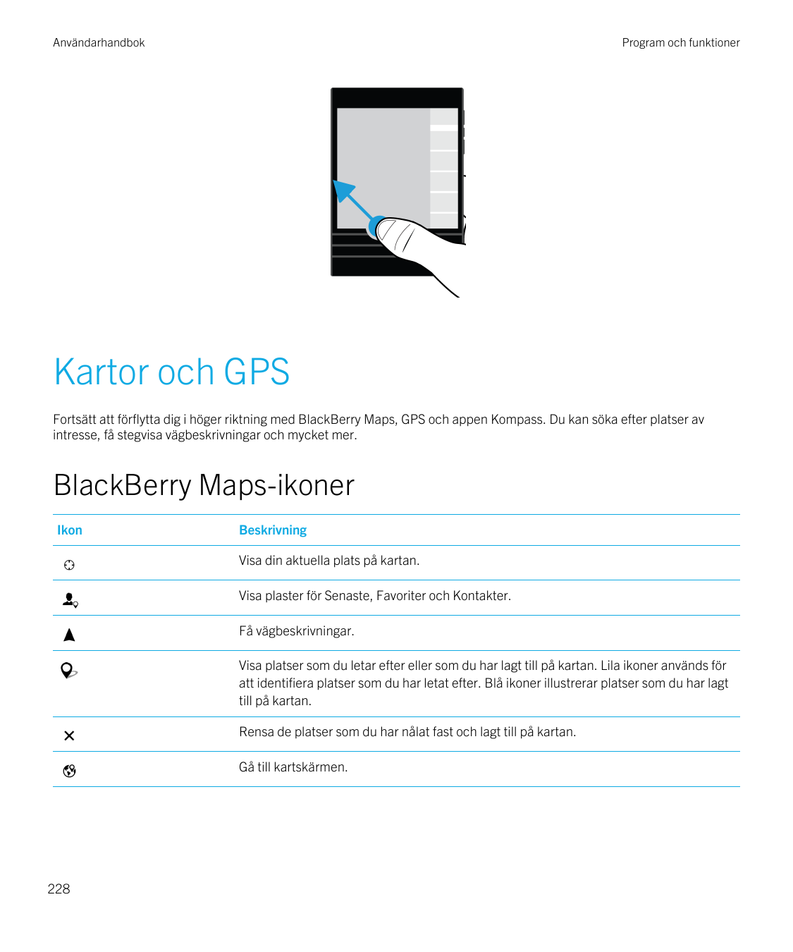 AnvändarhandbokProgram och funktionerKartor och GPSFortsätt att förflytta dig i höger riktning med BlackBerry Maps, GPS och appe