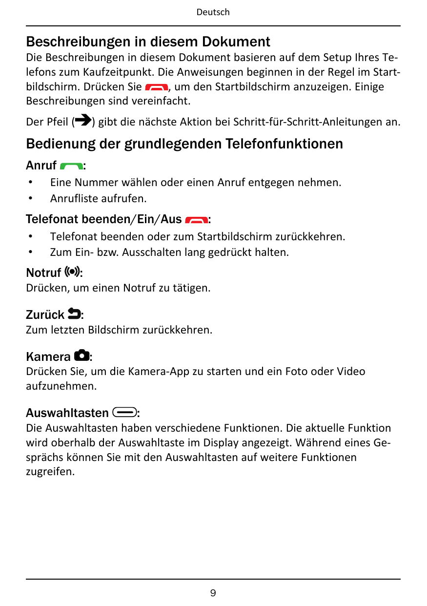 DeutschBeschreibungen in diesem DokumentDie Beschreibungen in diesem Dokument basieren auf dem Setup Ihres Telefons zum Kaufzeit