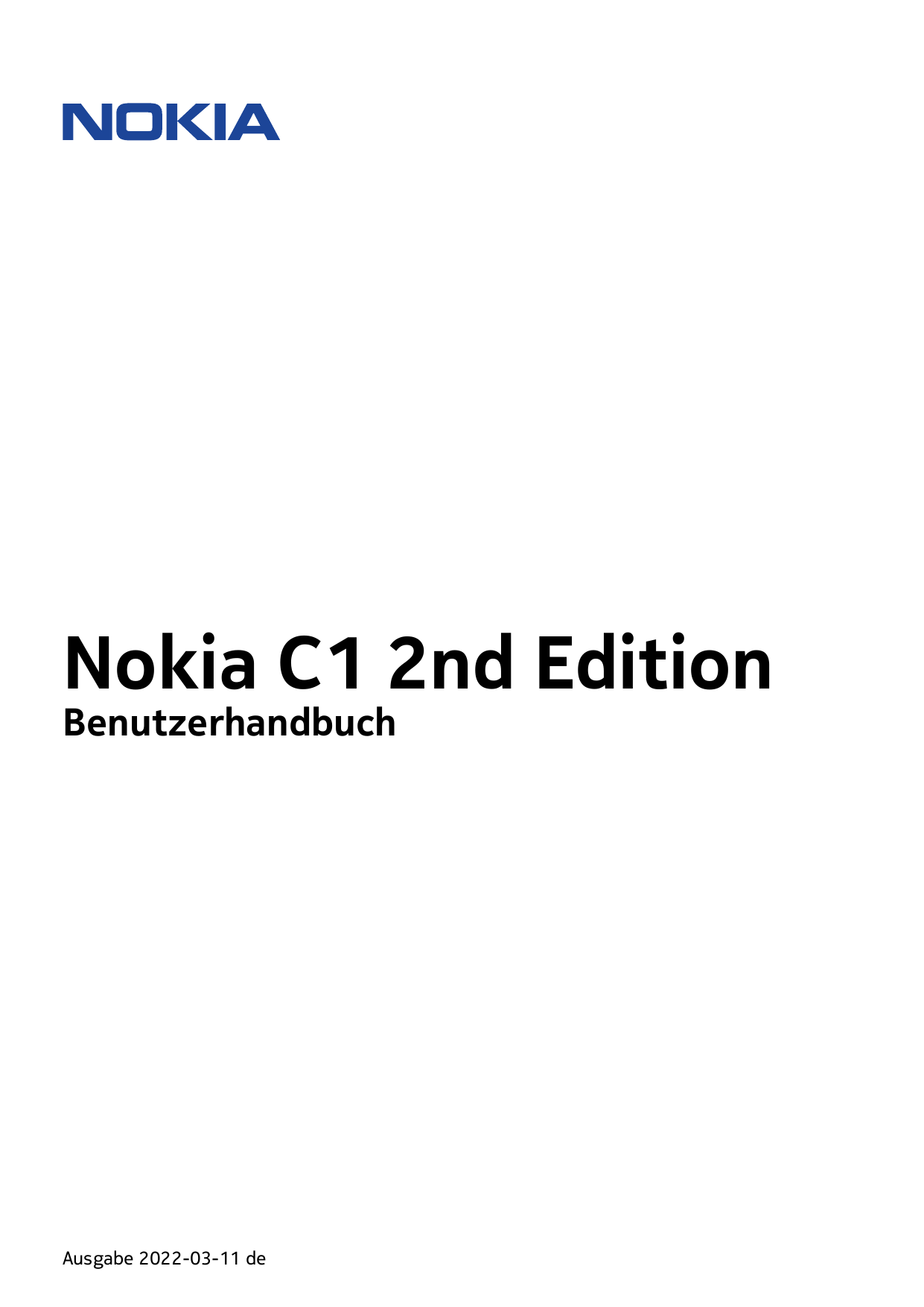 Nokia C1 2nd EditionBenutzerhandbuchAusgabe 2022-03-11 de