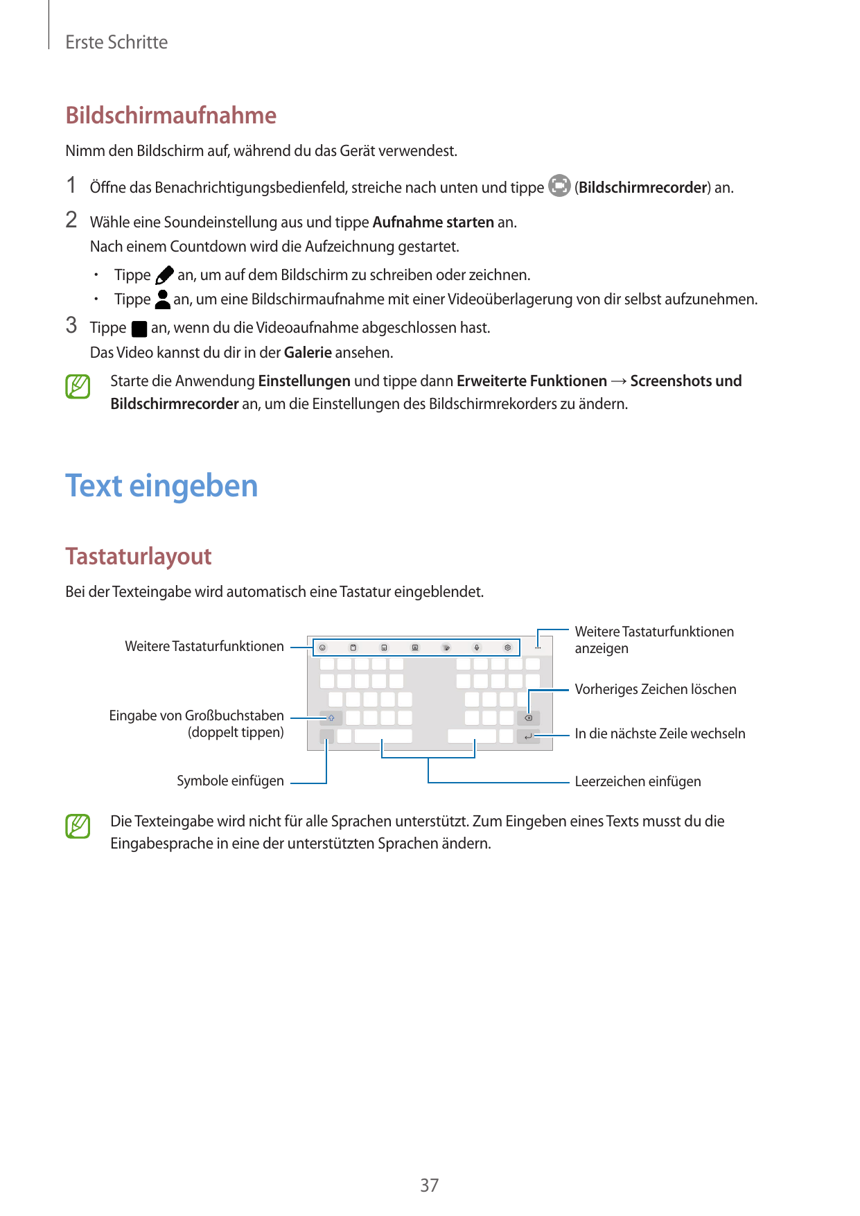 Erste SchritteBildschirmaufnahmeNimm den Bildschirm auf, während du das Gerät verwendest.1 Öffne das Benachrichtigungsbedienfeld