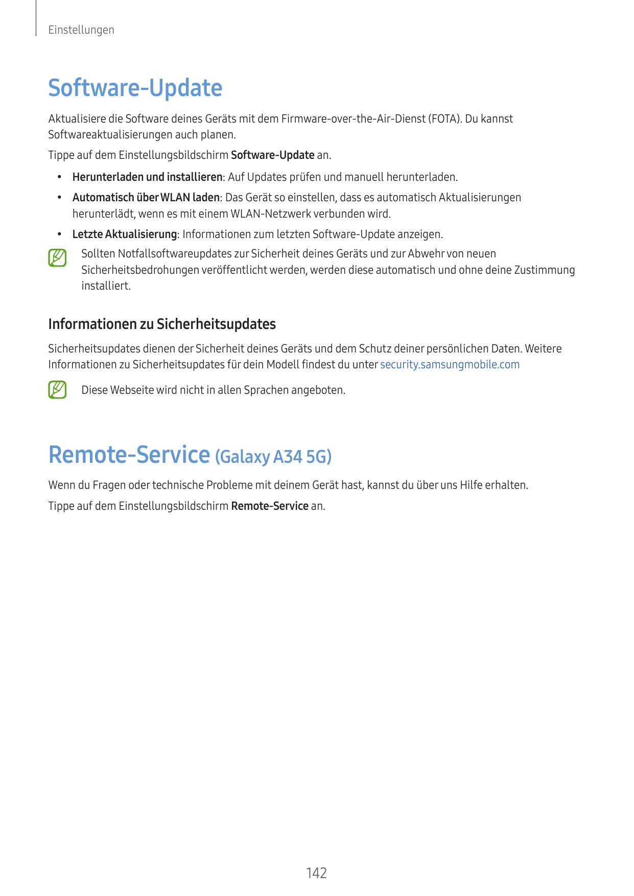 EinstellungenSoftware-UpdateAktualisiere die Software deines Geräts mit dem Firmware-over-the-Air-Dienst (FOTA). Du kannstSoftwa