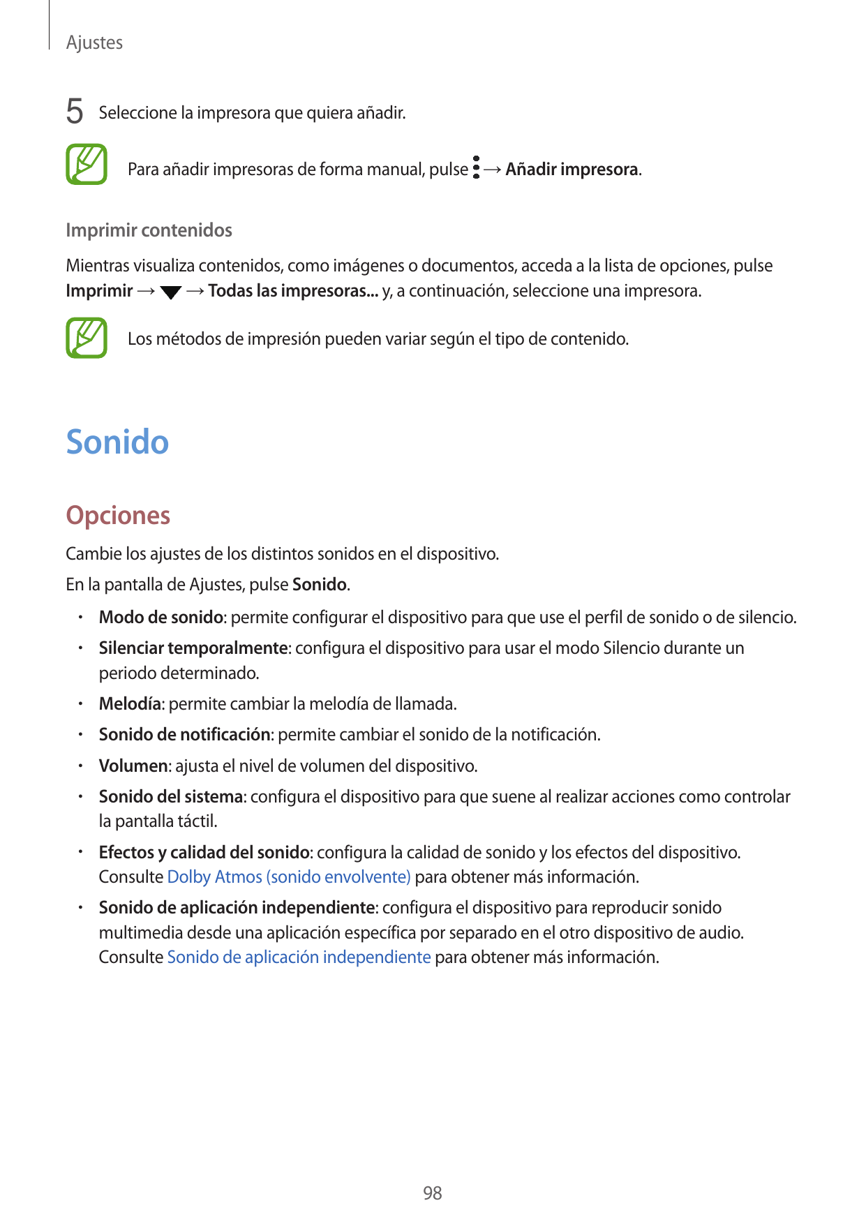 Ajustes5 Seleccione la impresora que quiera añadir.Para añadir impresoras de forma manual, pulse → Añadir impresora.Imprimir con