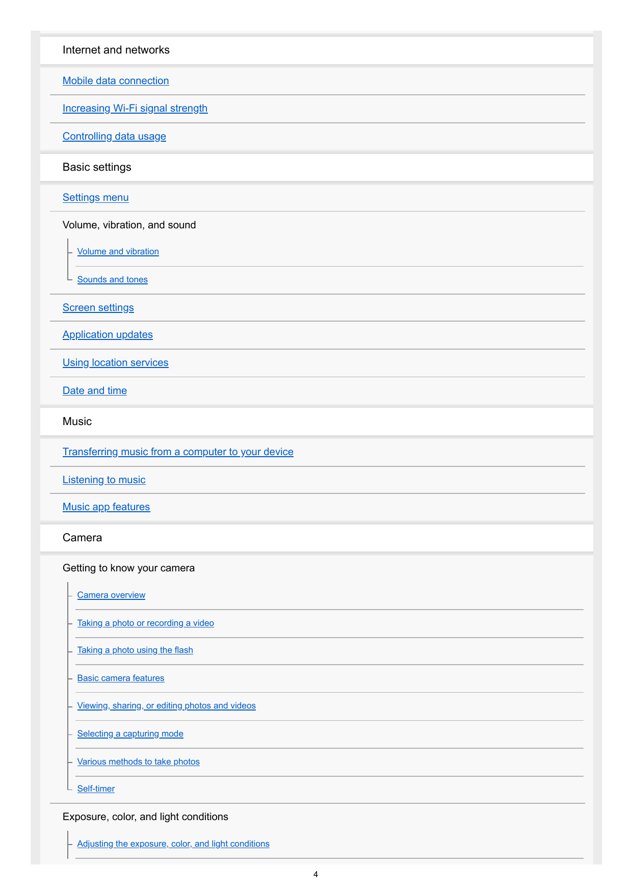 Internet and networksMobile data connectionIncreasing Wi-Fi signal strengthControlling data usageBasic settingsSettings menuVolu