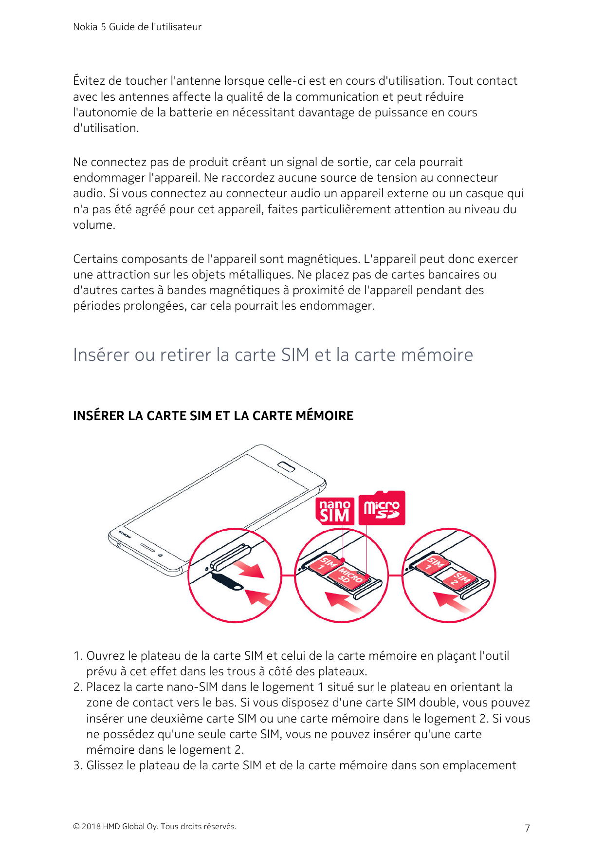 Nokia 5 Guide de l'utilisateurÉvitez de toucher l'antenne lorsque celle-ci est en cours d'utilisation. Tout contactavec les ante