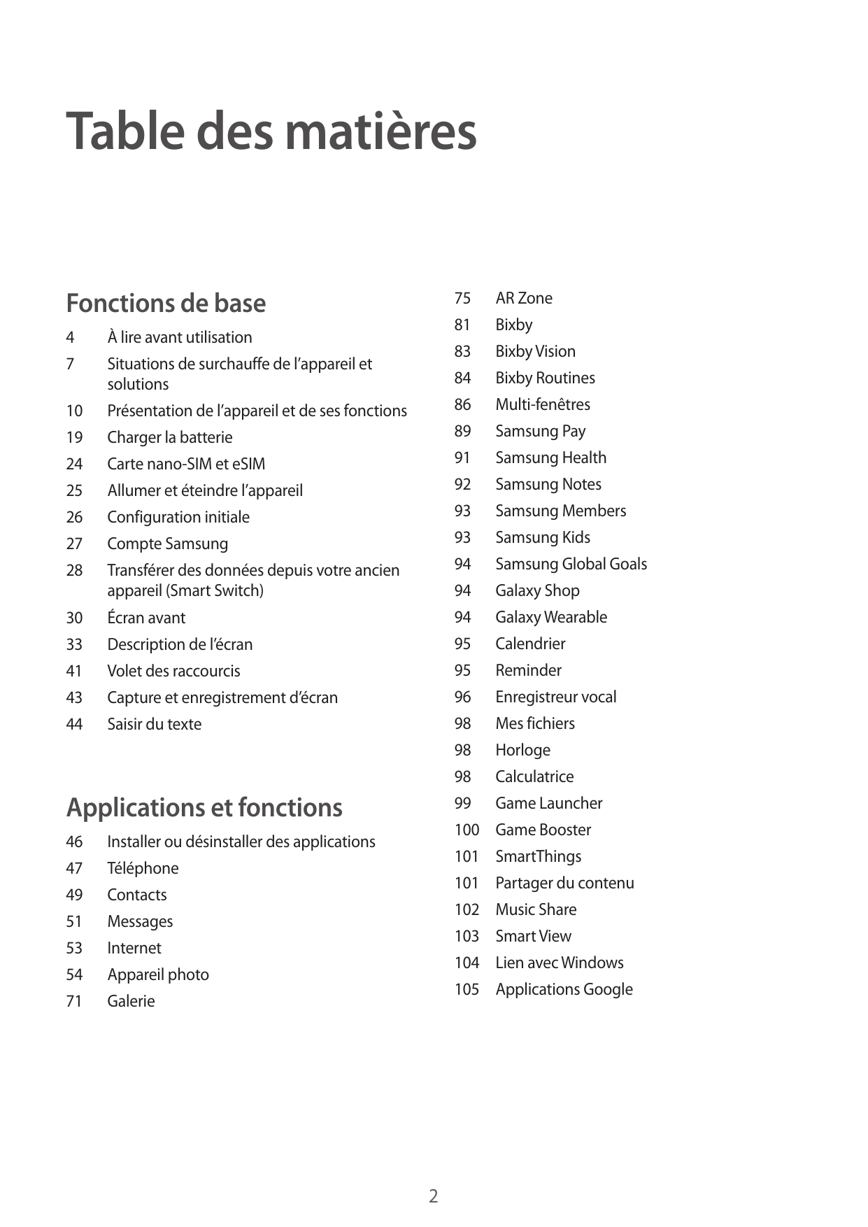 Table des matièresFonctions de base4À lire avant utilisation7Situations de surchauffe de l’appareil etsolutions10Présentation de