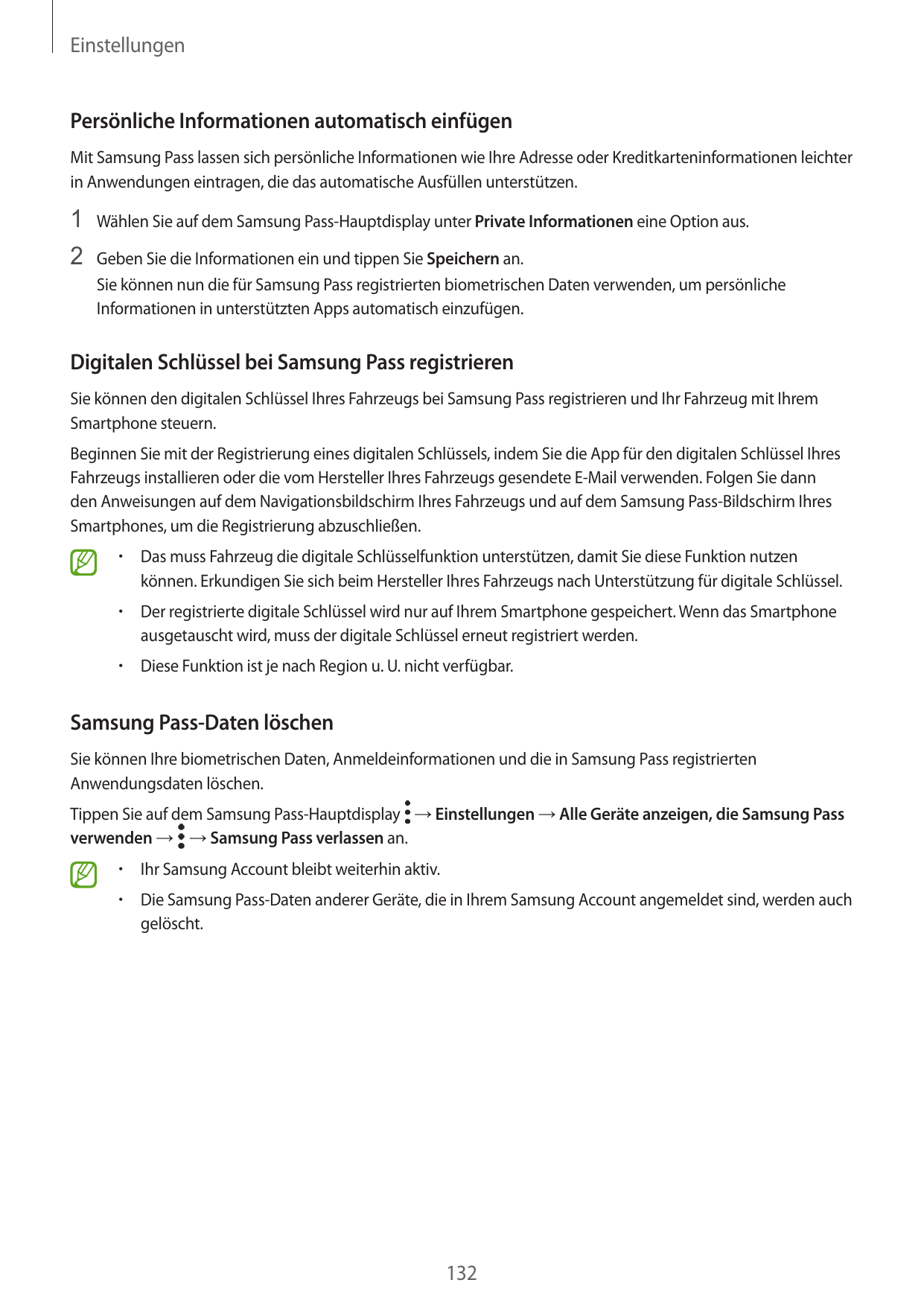 EinstellungenPersönliche Informationen automatisch einfügenMit Samsung Pass lassen sich persönliche Informationen wie Ihre Adres