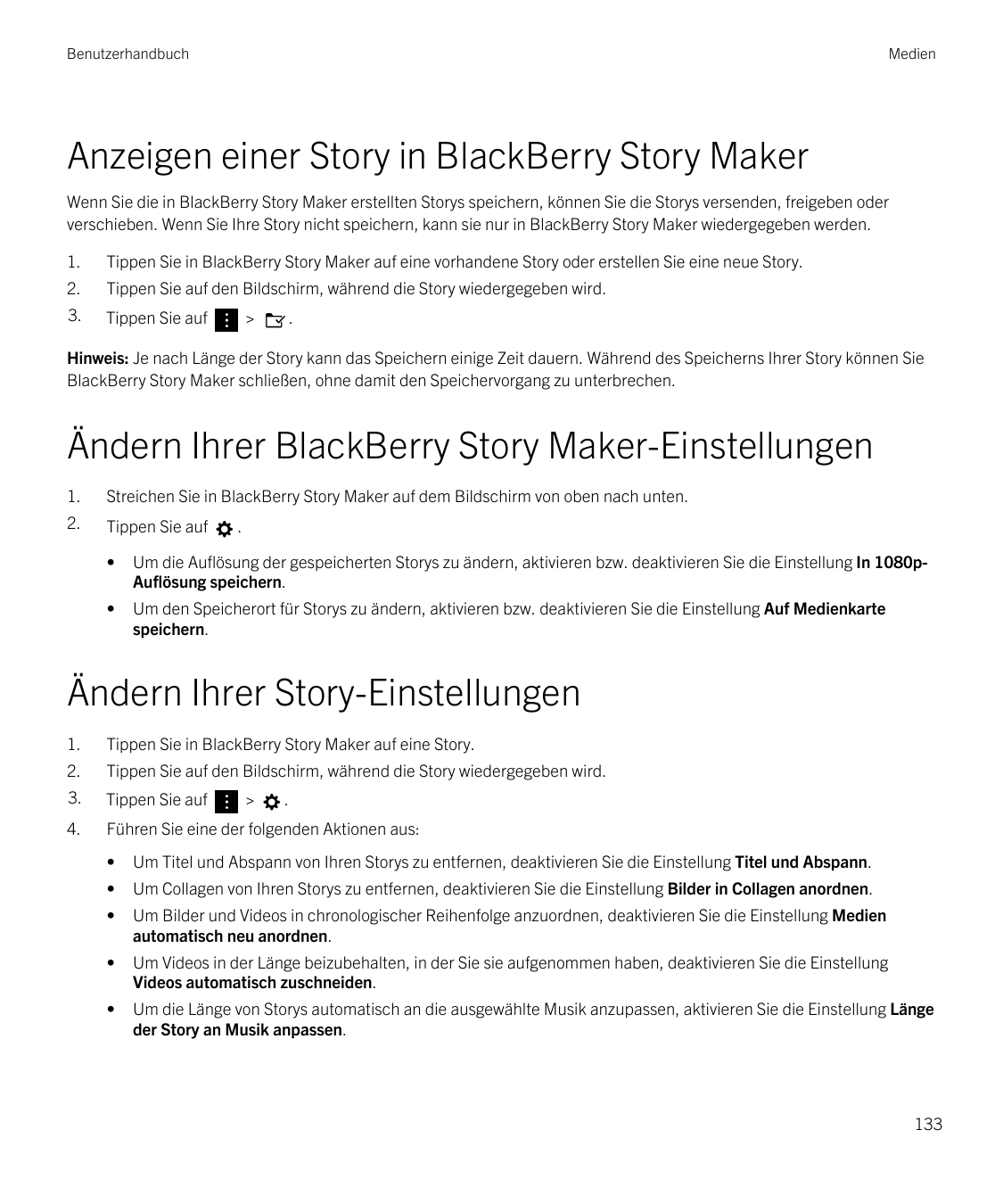 BenutzerhandbuchMedienAnzeigen einer Story in BlackBerry Story MakerWenn Sie die in BlackBerry Story Maker erstellten Storys spe