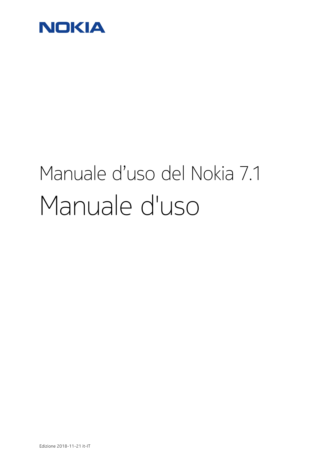 Manuale d’uso del Nokia 7.1Manuale d'usoEdizione 2018-11-21 it-IT